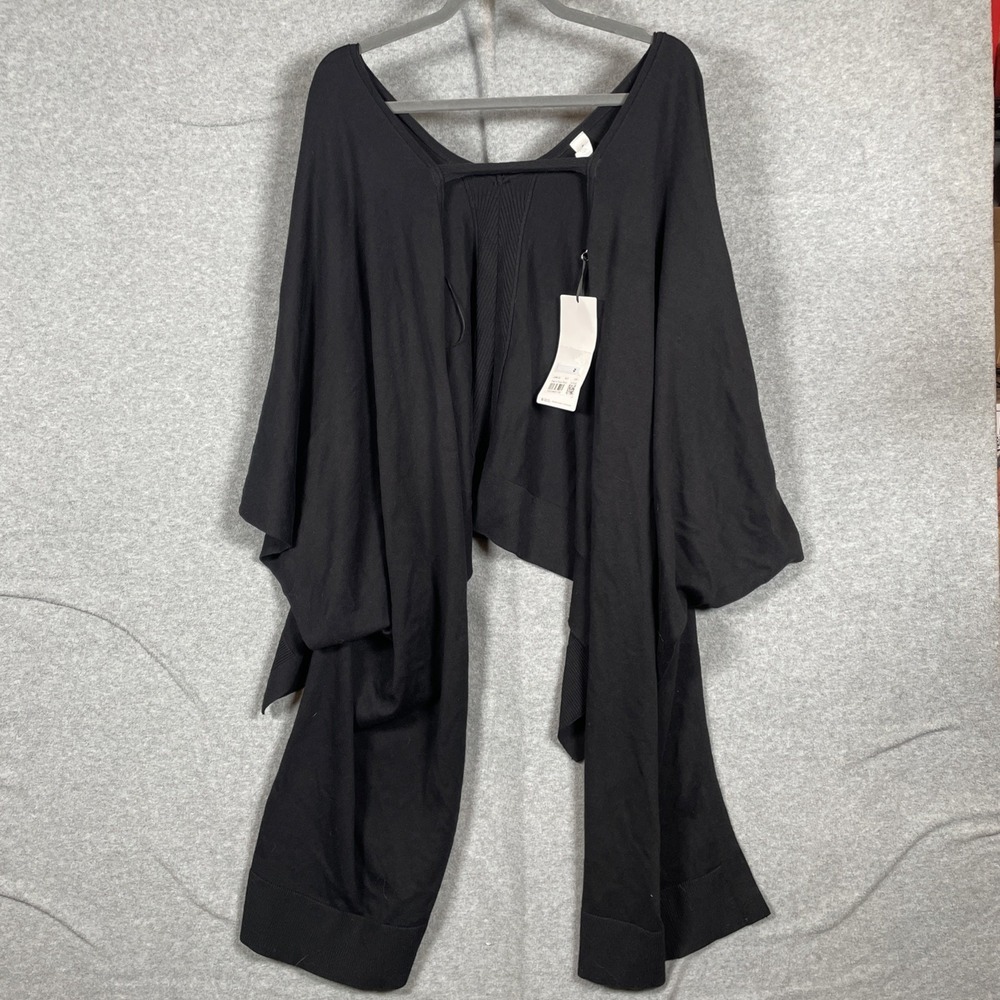 NWT Lululemon Free to Coast Wrap Black One Size Cotton Silk Cardigan Poncho - Picture 2 of 10